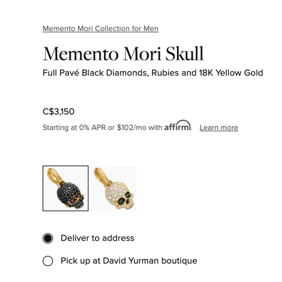 David Yurman Memento Mori skull - Picture 2 of 7